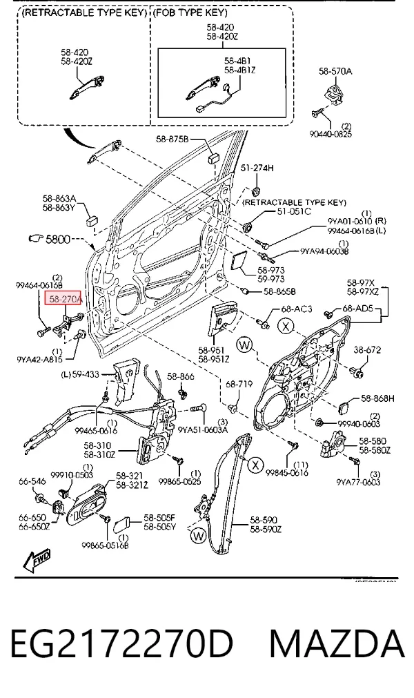 Limitador de apertura de puerta delantera EG2172270D Mazda