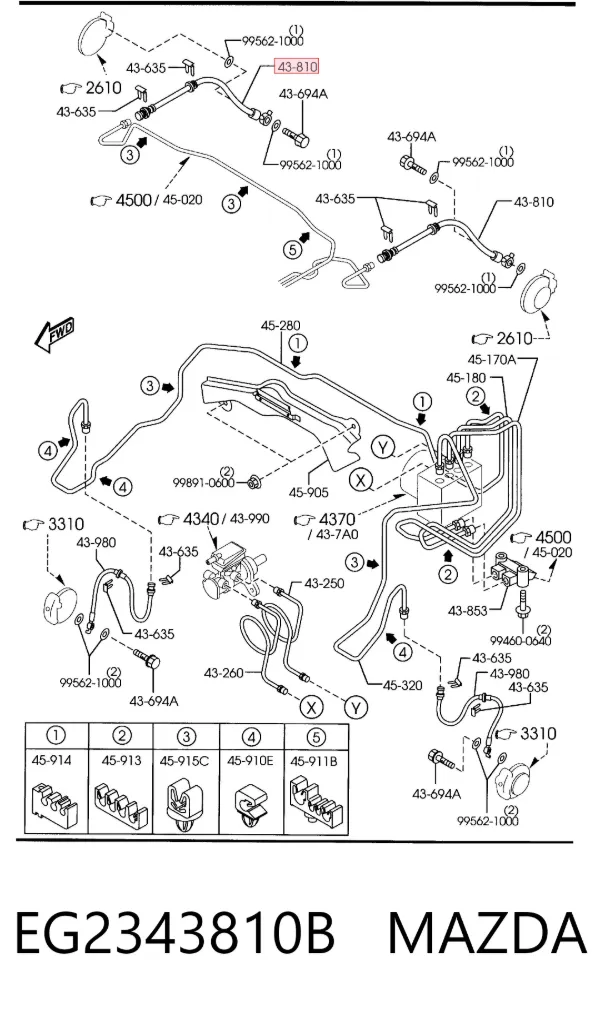 Latiguillo de freno trasero EG2343810B Mazda