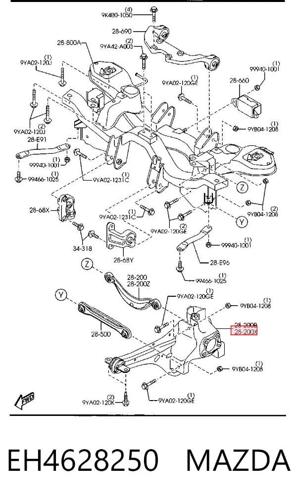 Mangueta trasera izquierda EH4628250 Mazda