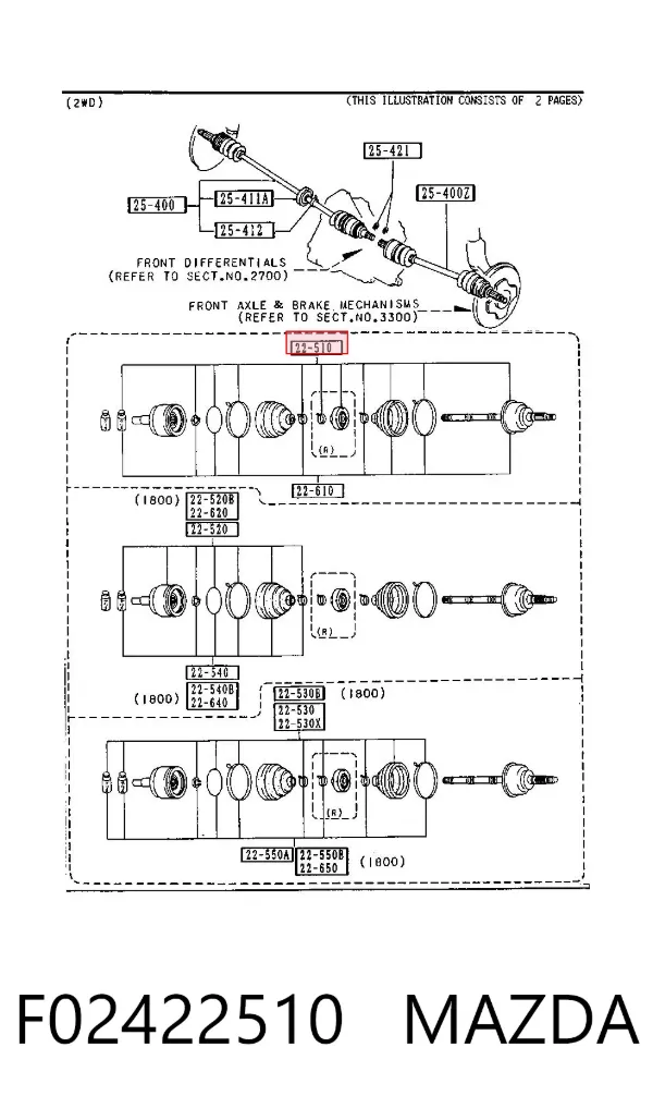 Junta homocinetica F02422510 Mazda
