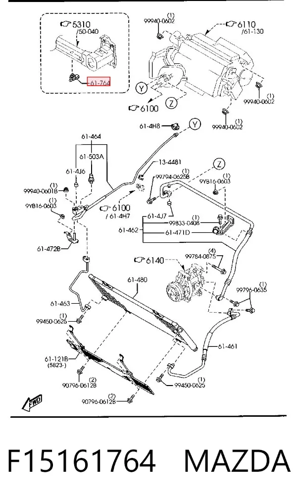 Sensor de temperatura ambiente F15161764 Mazda