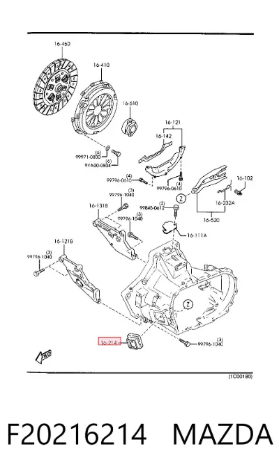 Bota de horquilla de embrague MAZDA F20216214