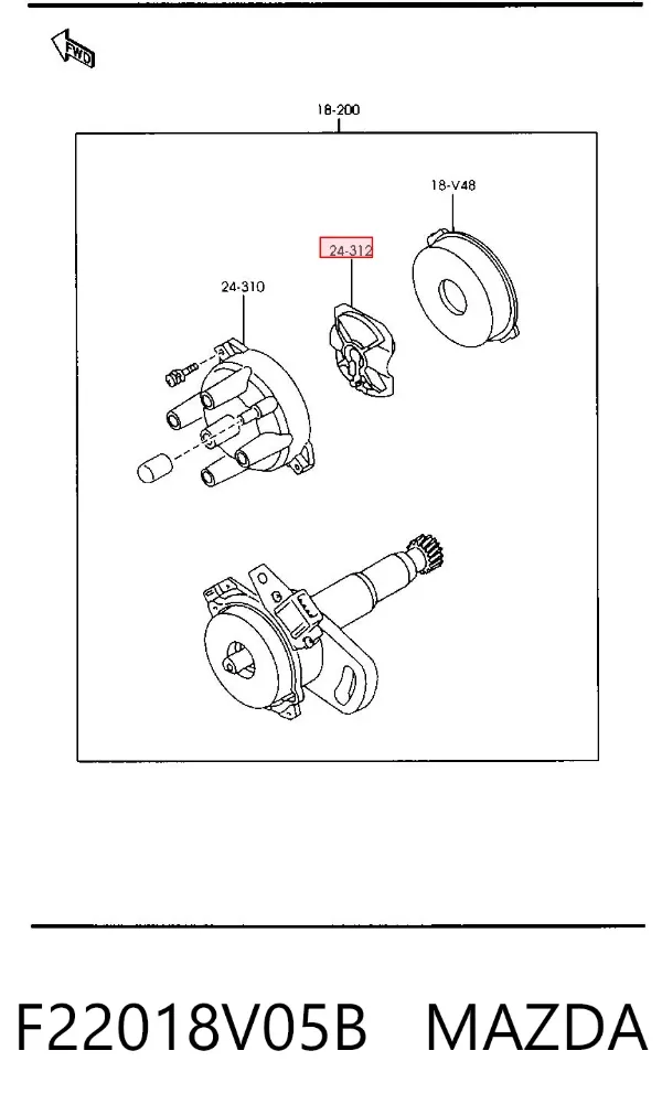 Rotor del distribuidor de encendido F22018V05B Mazda