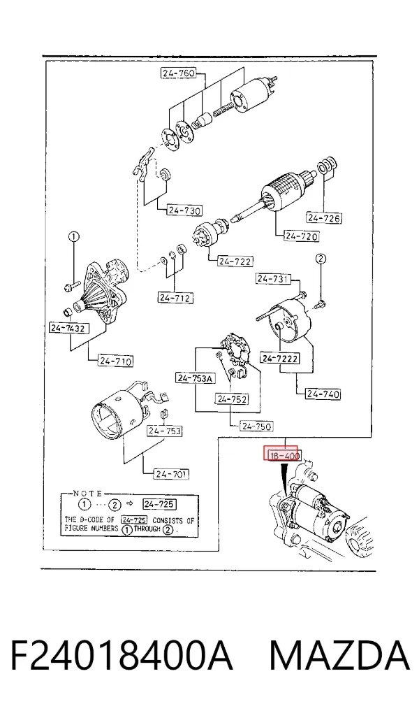 Motor de arranque F24018400A Mazda