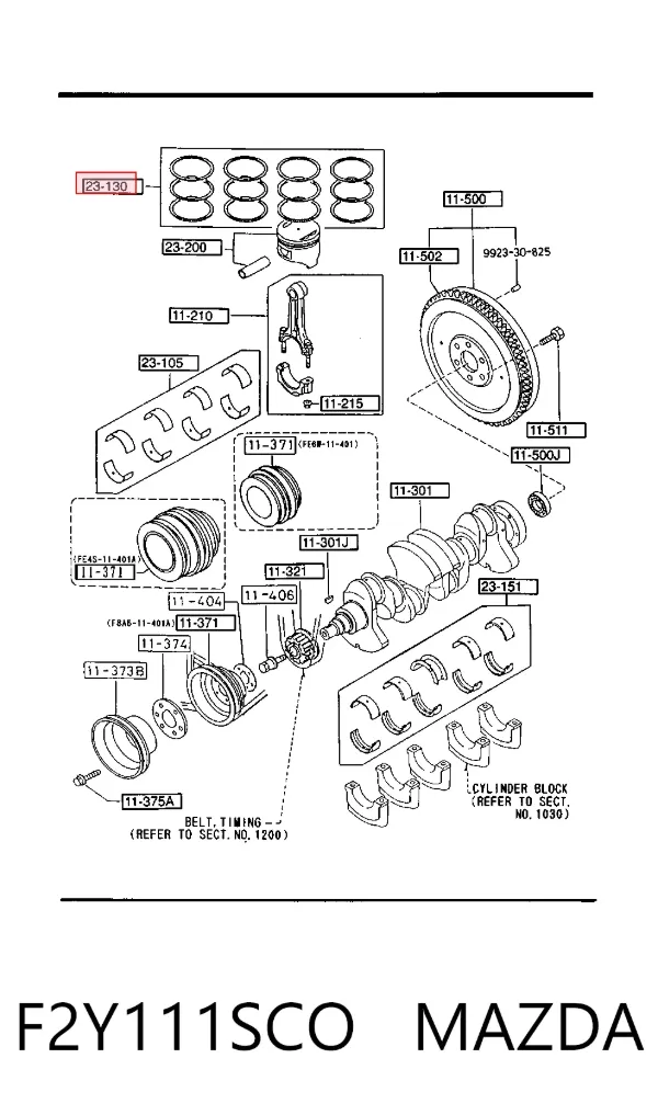 Aros de pistón para 1 cilindro, STD F2Y111SCO Mazda