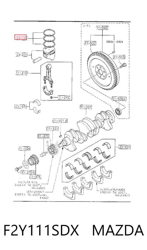 Juego de aros de pistón para motor, sobremedida (+0,50 mm) F2Y111SDX Mazda
