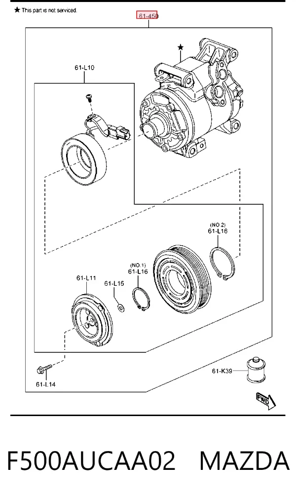Compresor de aire acondicionado F500AUCAA02 Mazda