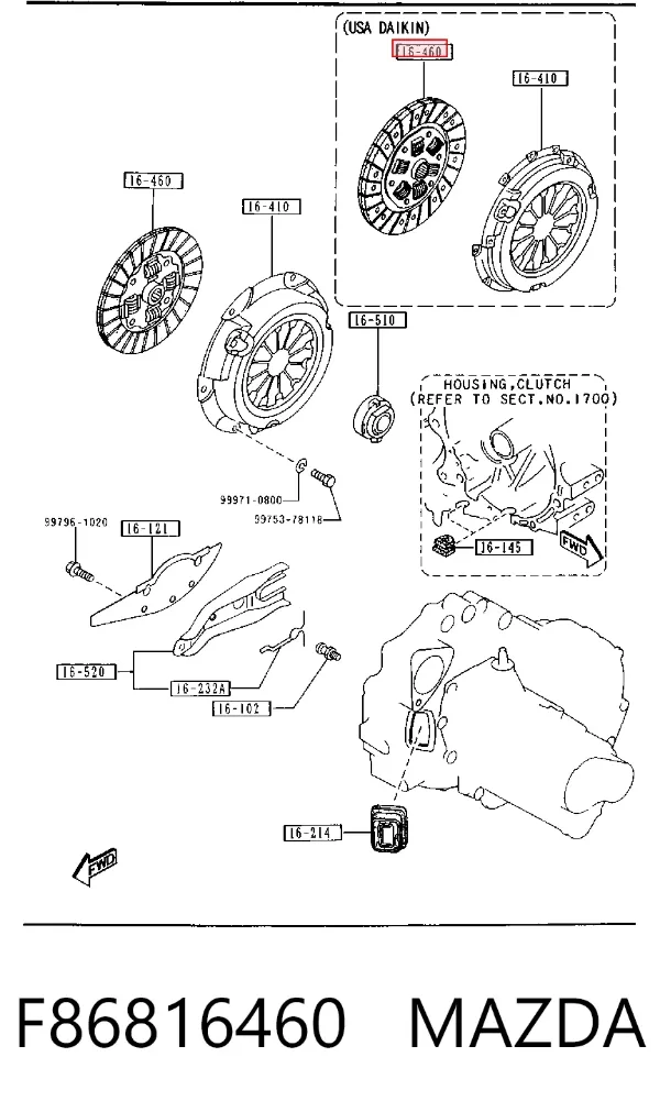 Disco de embrague F86816460 Mazda