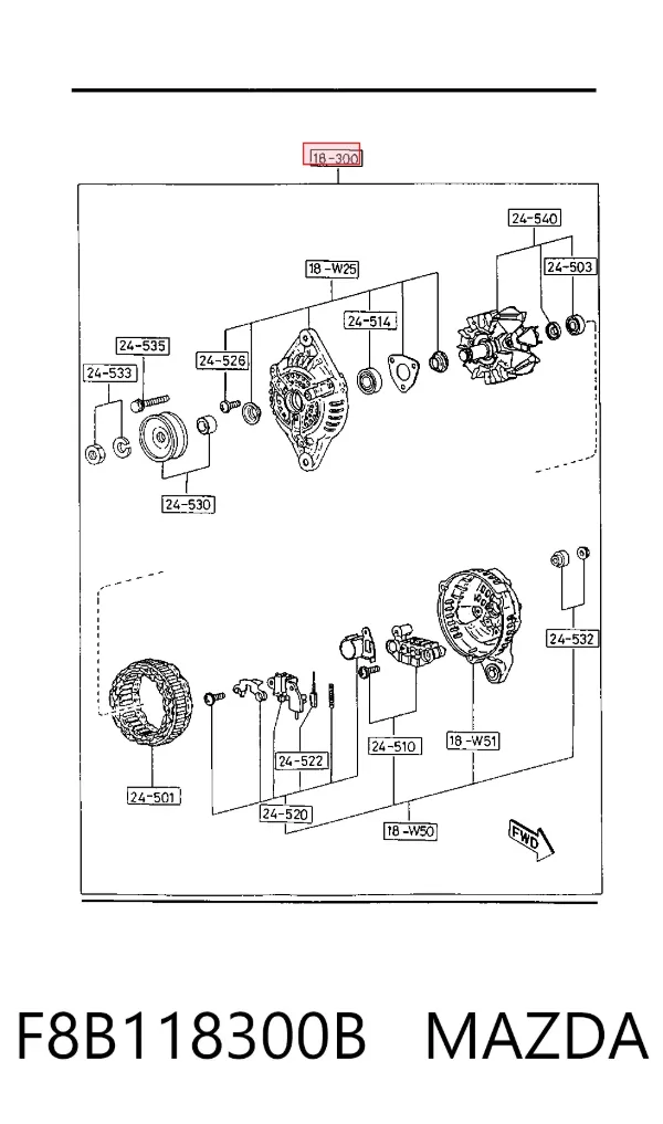 Alternador F8B118300B Mazda