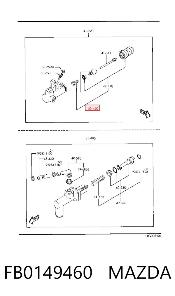 Kit de reparación del cilindro receptor de embrague FB0149460 Mazda