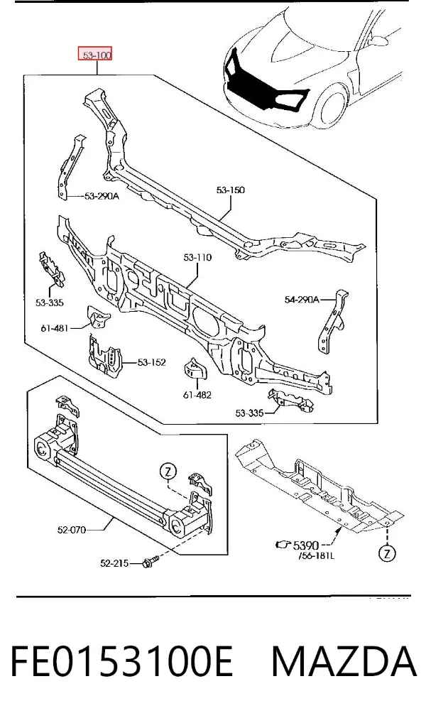 Soporte de radiador Mazda RX-8 SE