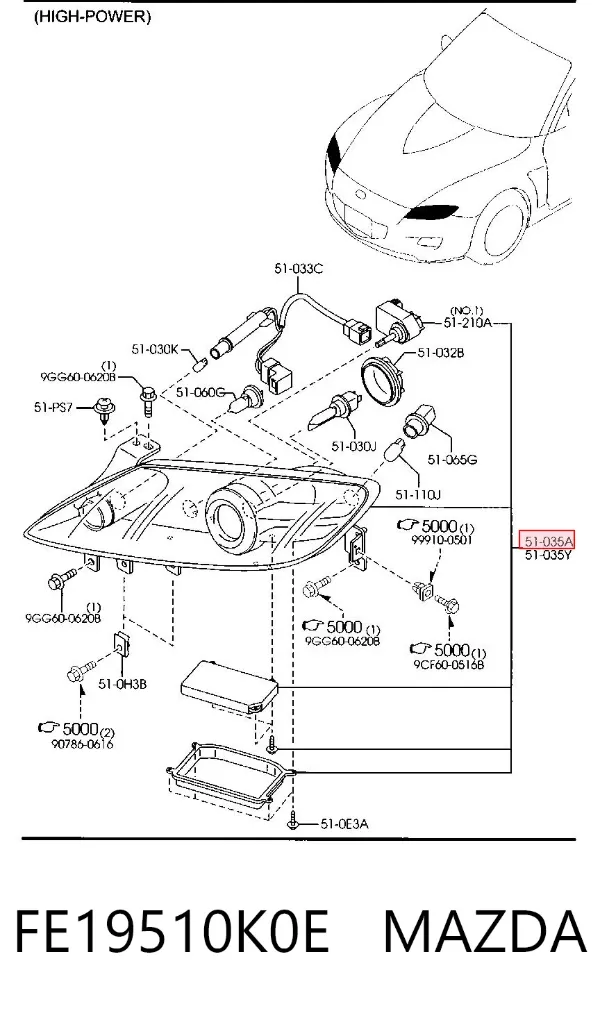 Faro derecho FE19510K0E Mazda