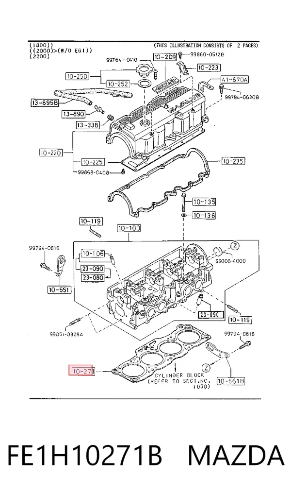 Junta de culata FE1H10271B Mazda