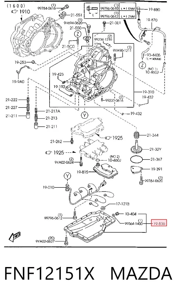 Cárter de transmisión automática FNF12151X Mazda