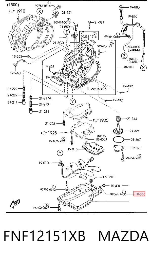 Cárter de transmisión automática FNF12151XB Mazda