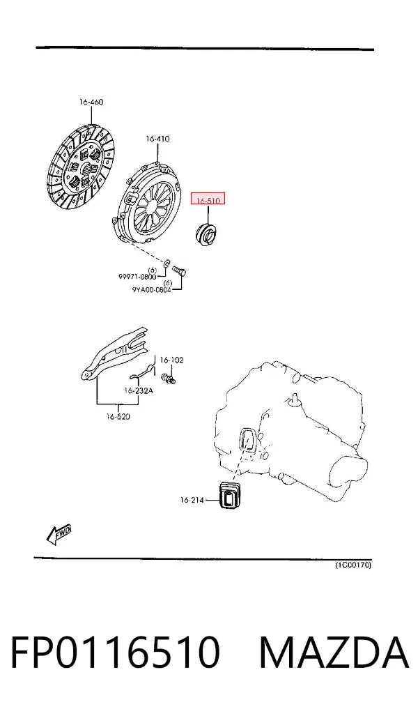 Cojinete de embrague FP0116510 Mazda