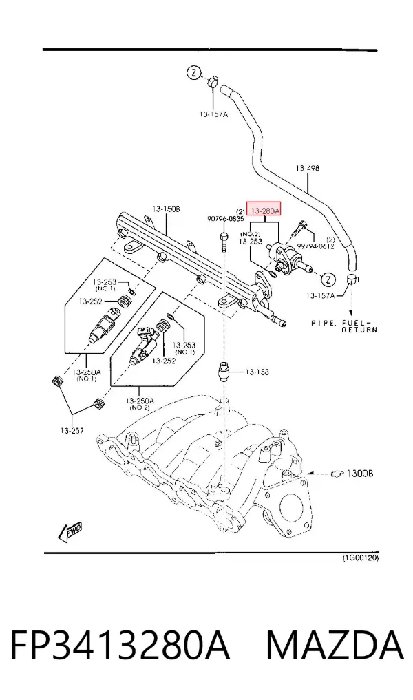 Regulador de presión de combustible FP3413280A Mazda