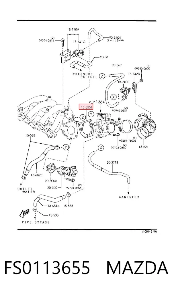 Junta cuerpo mariposa FS0113655 Mazda