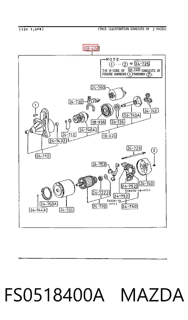 Motor de arranque FS0518400A Mazda