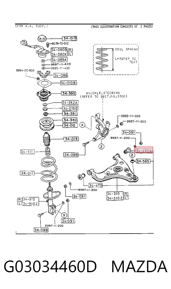 Silentblock del brazo de suspensión G03034460D Mazda