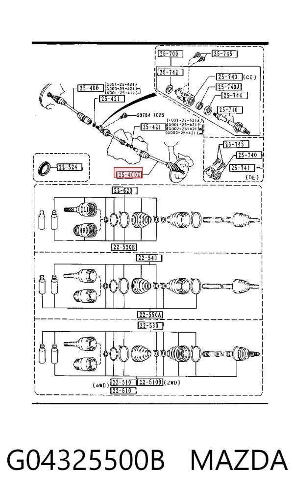 Junta homocinetica G04325500B Mazda