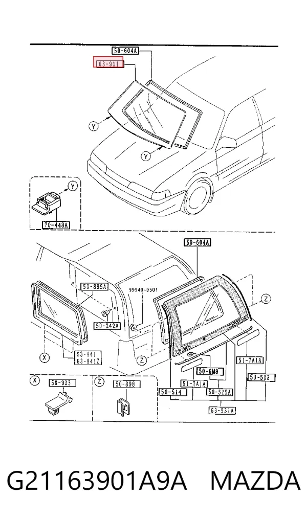 Parabrisas G21163901A9A Mazda