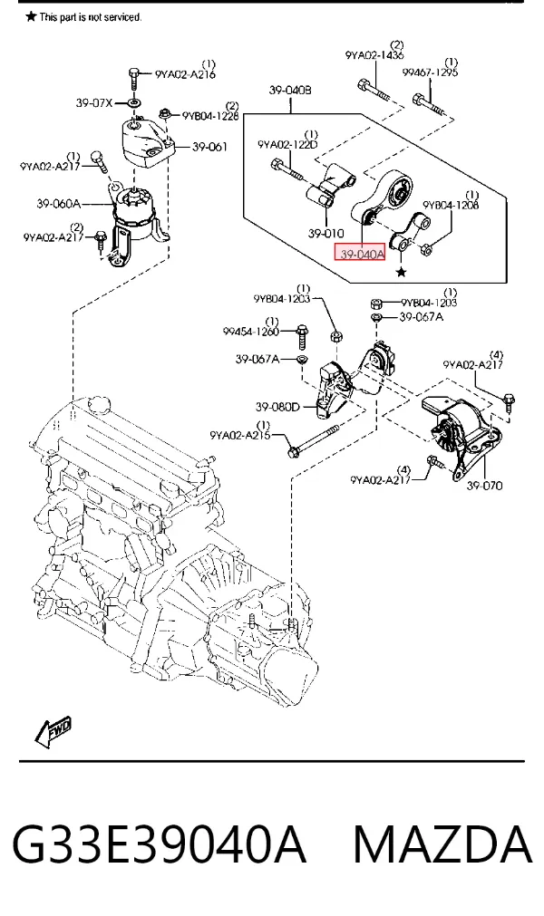 Soporte de motor trasero G33E39040A Mazda