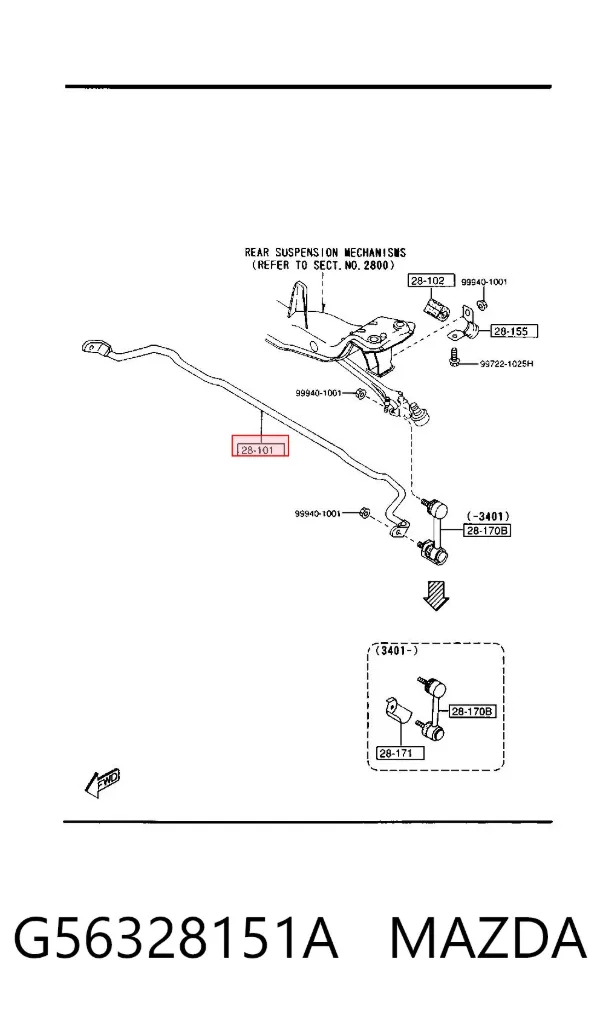 Estabilizador trasero G56328151A Mazda