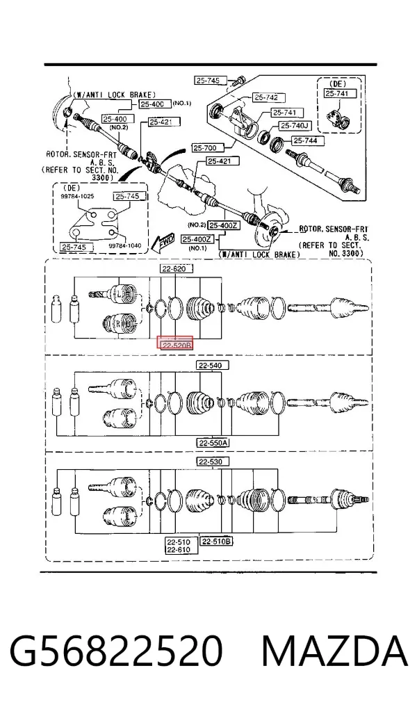 Junta homocinética interna delantera derecha G56822520 Mazda