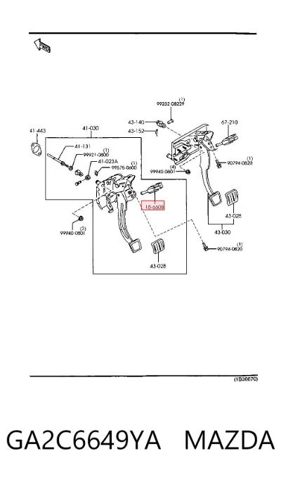 Sensor de posición del pedal de embrague MAZDA GA2C6649YA