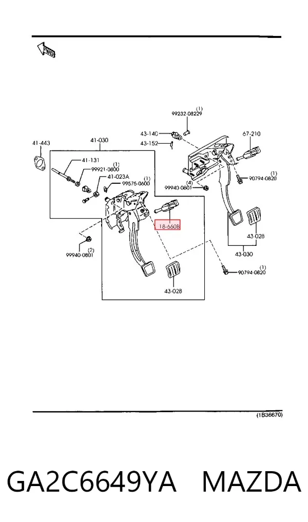 Sensor de posición del pedal de embrague GA2C6649YA Mazda