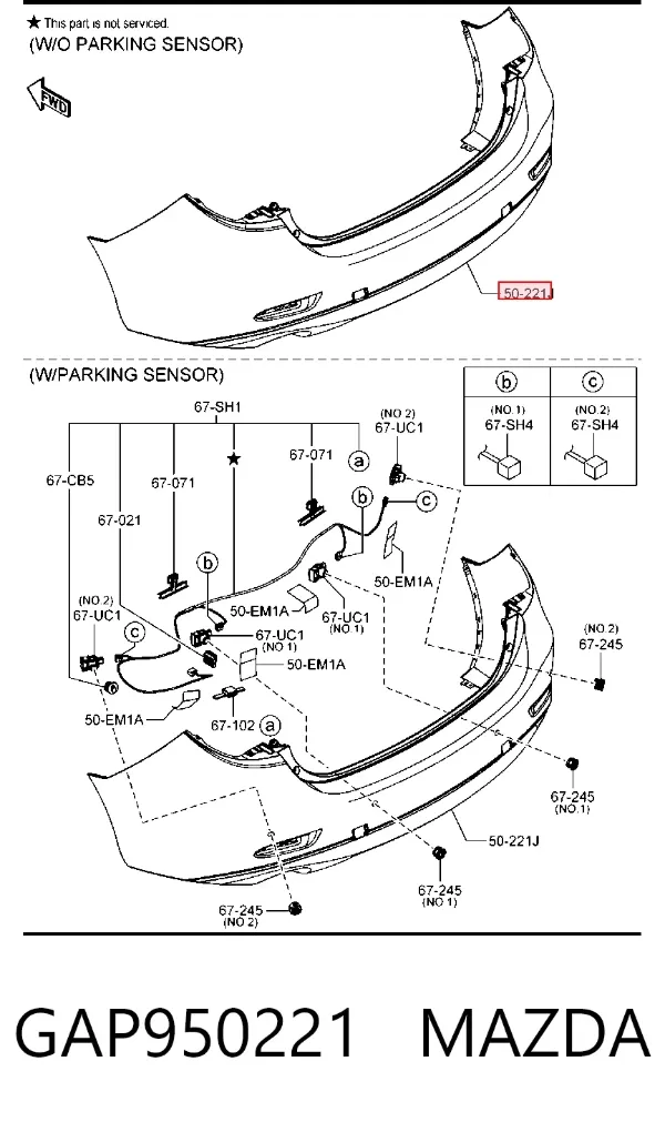 Parachoques trasero GAP950221 Mazda