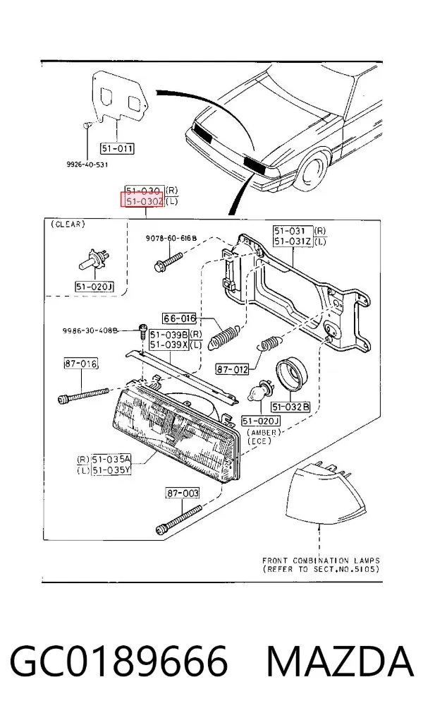 Faro izquierdo Mazda 626 II