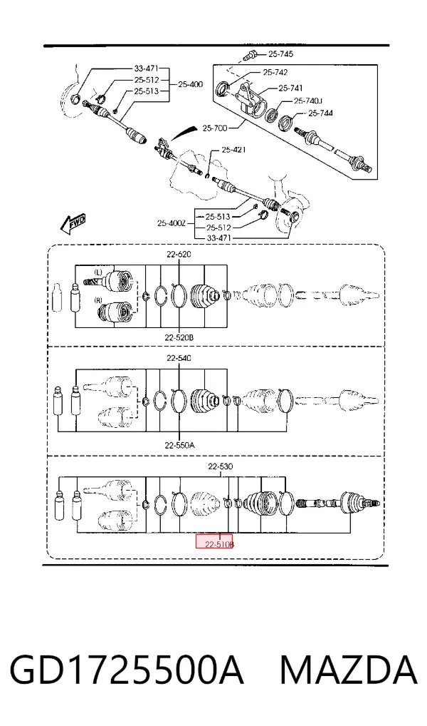 Junta homocinetica GD1725500A Mazda