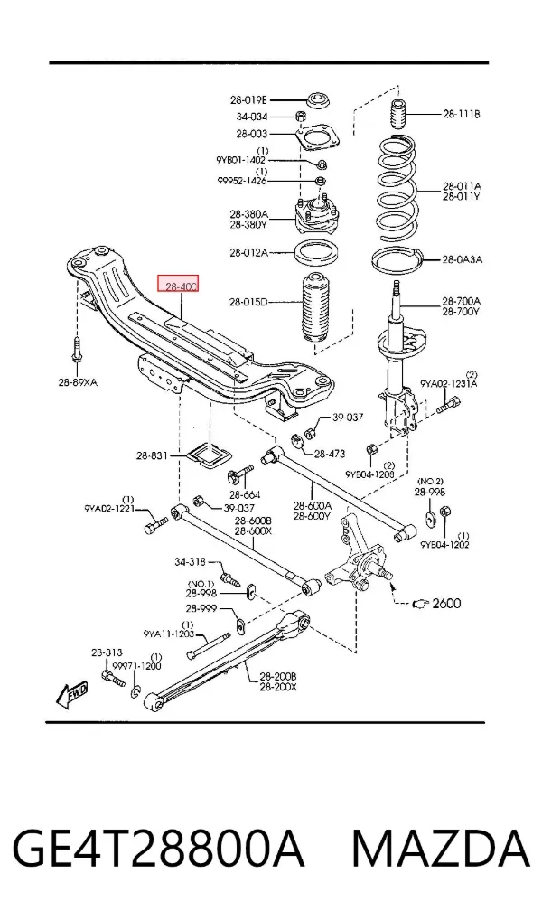 Puente trasero GE4T28800A Mazda