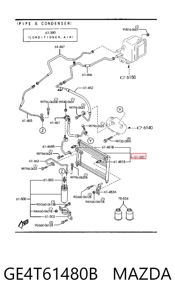 Condensador aire acondicionado GE4T61480B Mazda