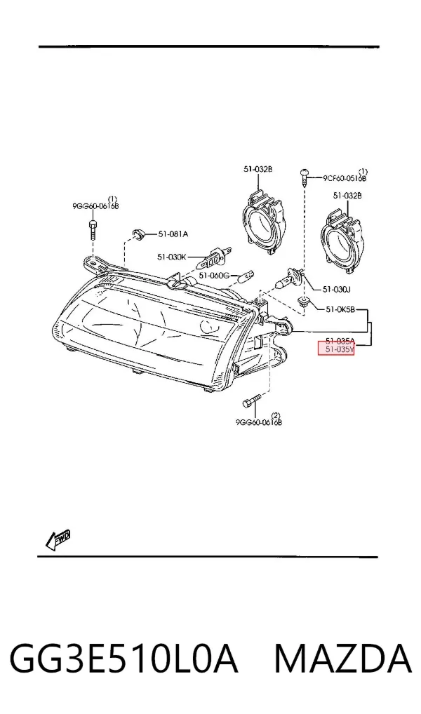 Faro izquierdo GG3E510L0A Mazda