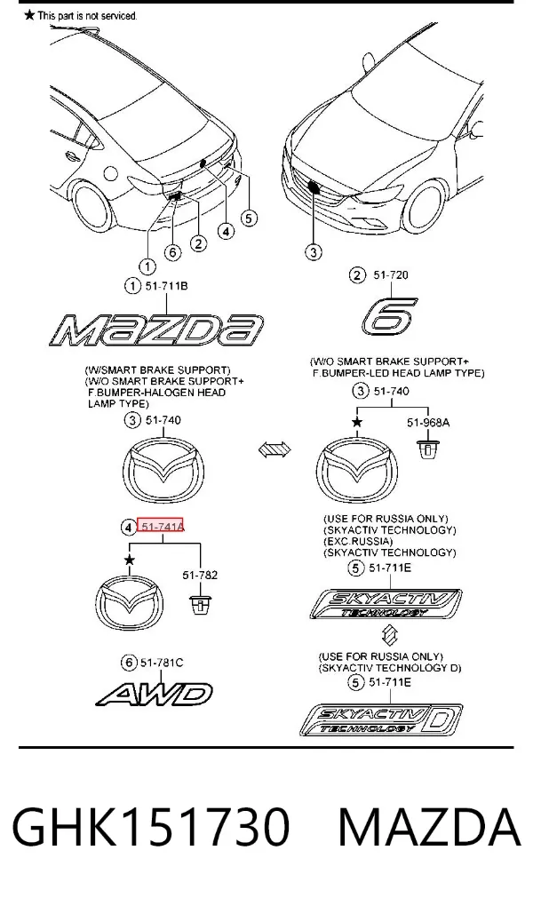 Emblema Mazda 6 GJ, GL