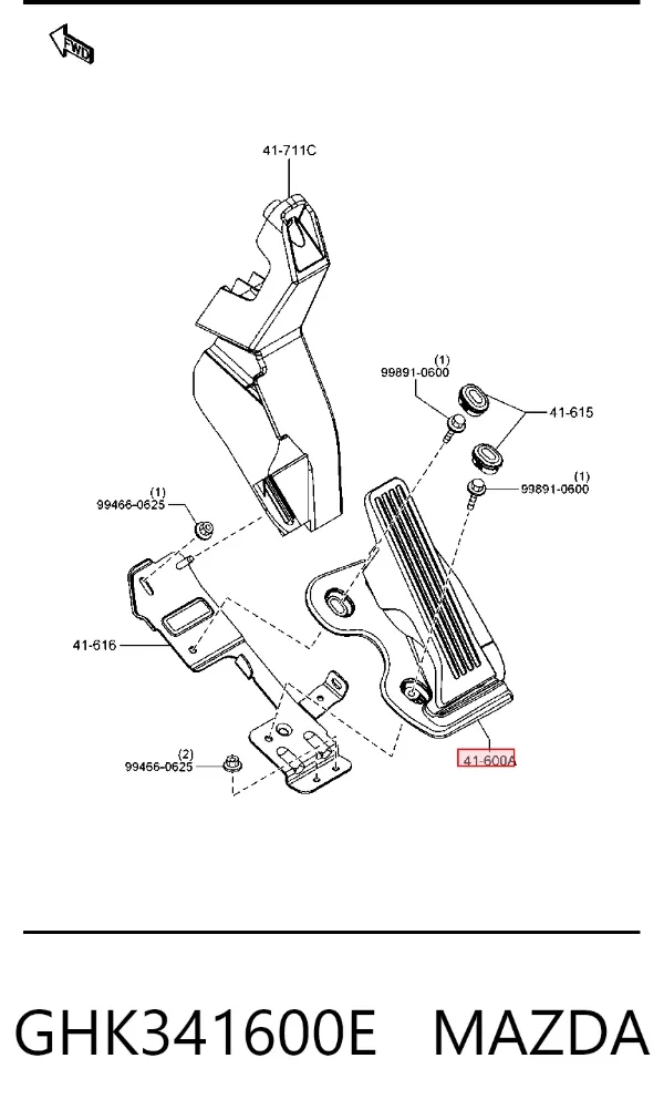 Pedal del acelerador GHK341600E Mazda