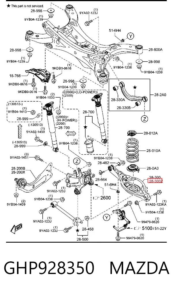 Brazo transversal izquierdo de suspensión trasera GHP928350 Mazda