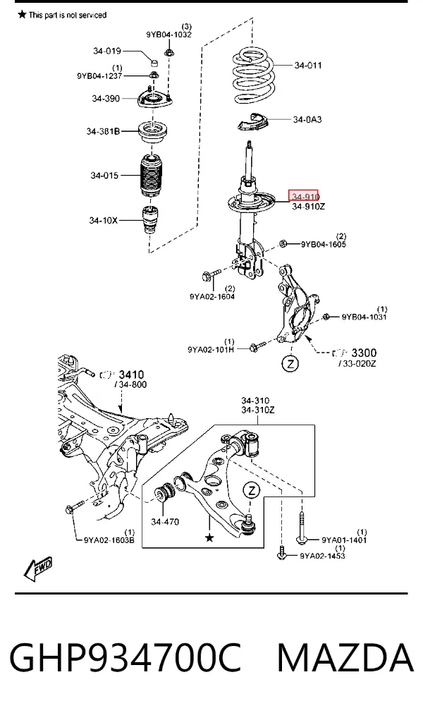 Amortiguador delantero derecho GHP934700C Mazda