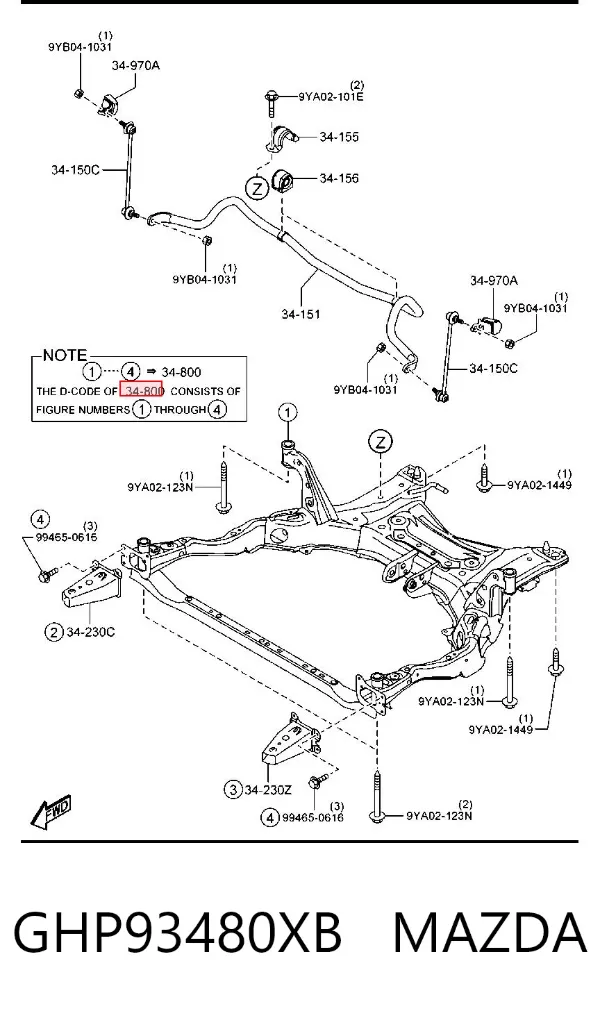 Puente delantero GHP93480XB Mazda