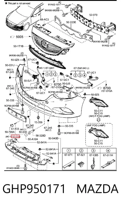 Soporte de matrícula delantera MAZDA GHP950171
