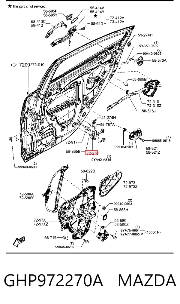 Limitador de apertura de puerta trasera GHP972270A Mazda