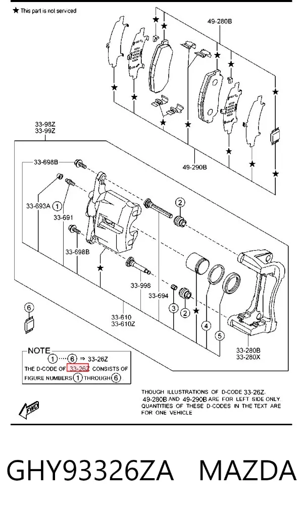 Kit de reparación de pinzas de freno GHY93326ZA Mazda