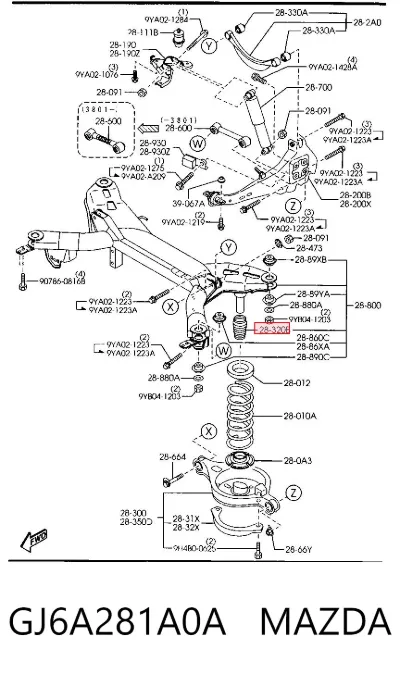 Tope de muelle trasero MAZDA GJ6A281A0A