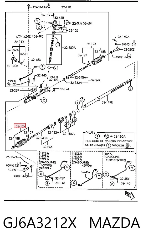 Fuelle dirección GJ6A3212X Mazda