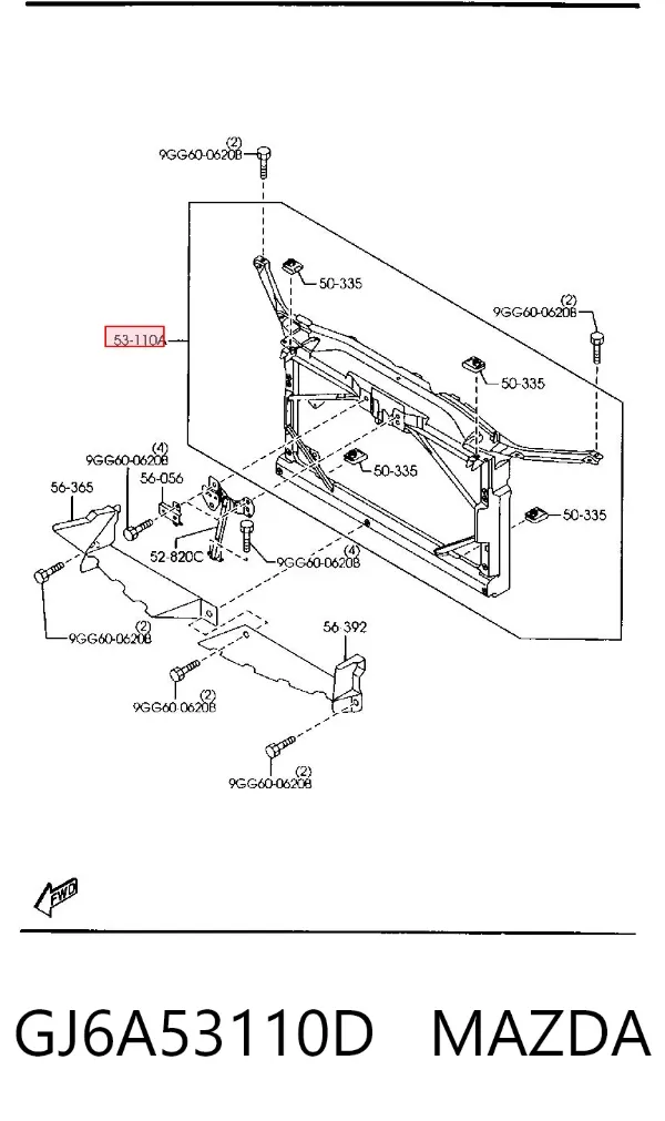 Soporte de radiador GJ6A53110D Mazda