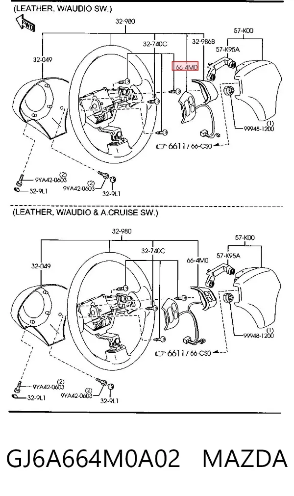 Módulo de interruptores del volante GJ6A664M0A02 Mazda