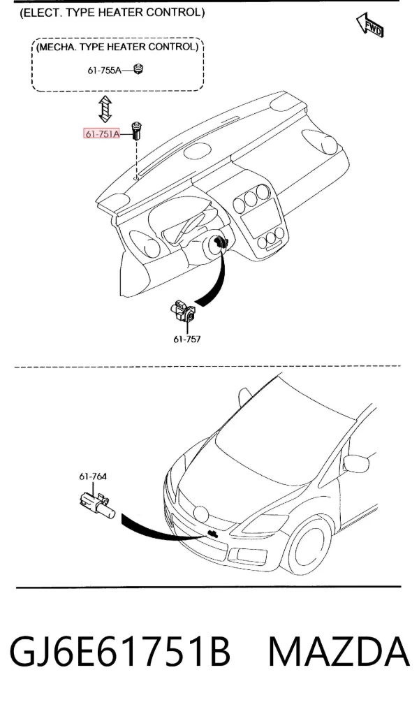 Sensor de luz interior GJ6E61751B Mazda